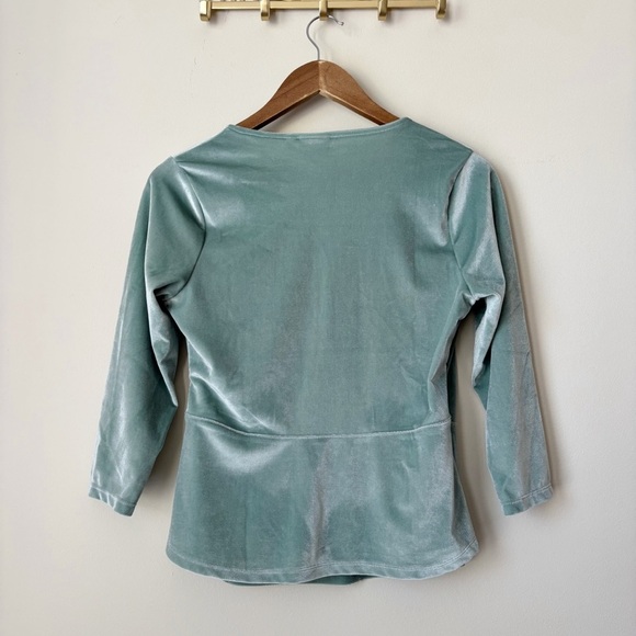 Spartina 449 Cassi Velvet Wrap Top XS Blue Surf - Picture 4 of 8